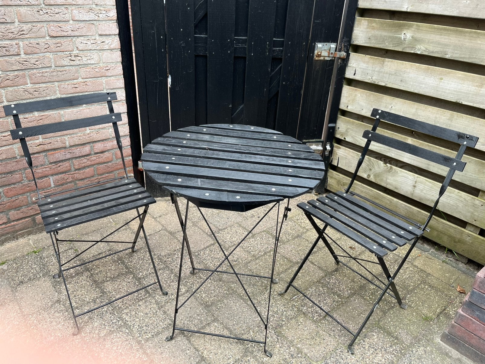 Bistroset - 3 - delig, Ophalen of Verzenden, Zo goed als nieuw, Overige materialen, 2 zitplaatsen