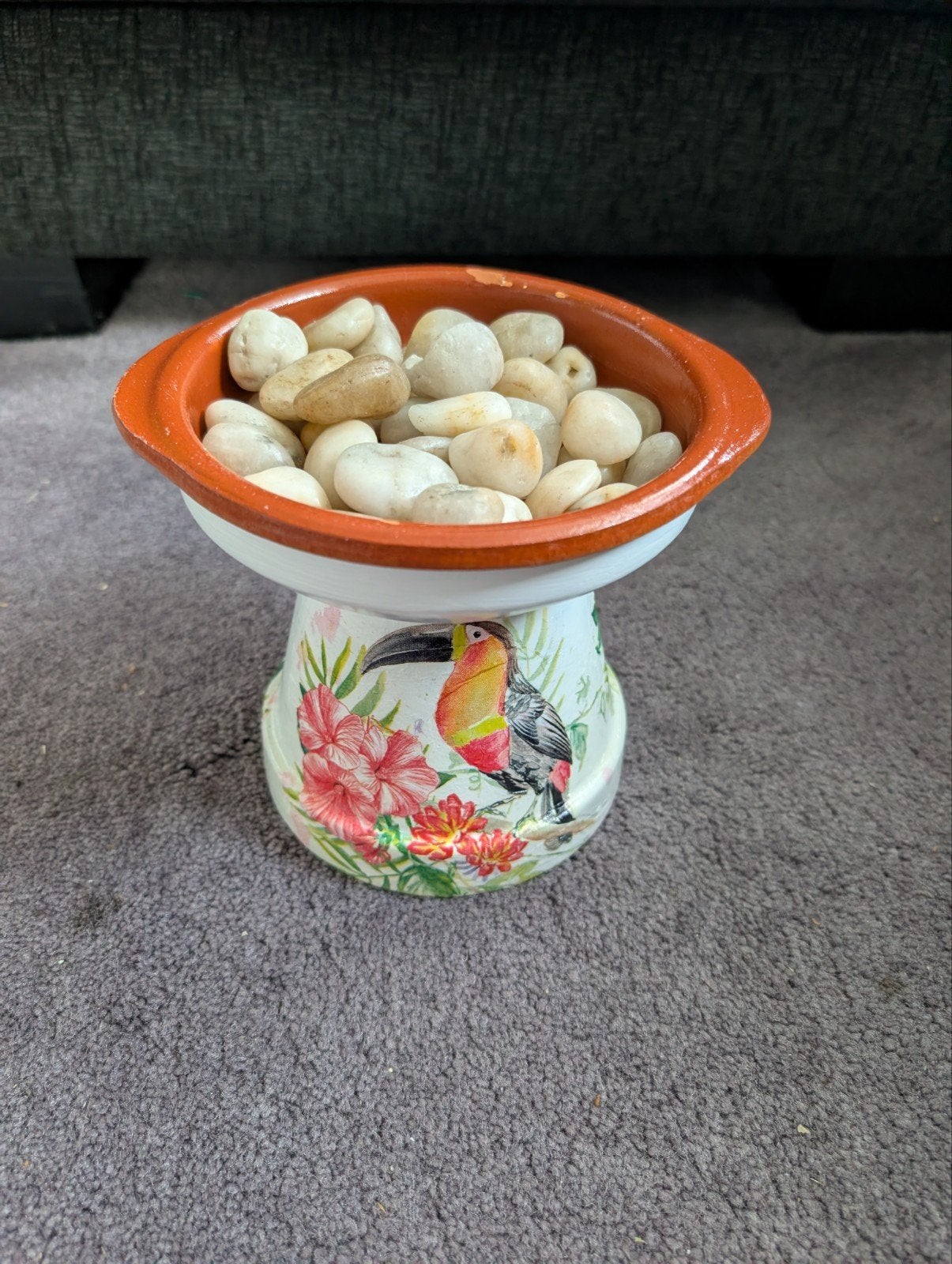 Vogelbadje/Insectenbadje met Toekan en Papegaai, vernist, Tuin en Terras, Ophalen of Verzenden, Nieuw