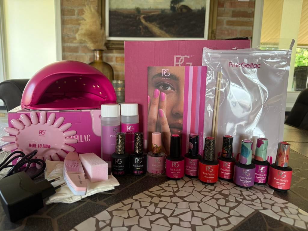 Pink Gellac Premium set Deluxe Hot pink, Ophalen of Verzenden, Zo goed als nieuw, Roze, Handen en Nagels