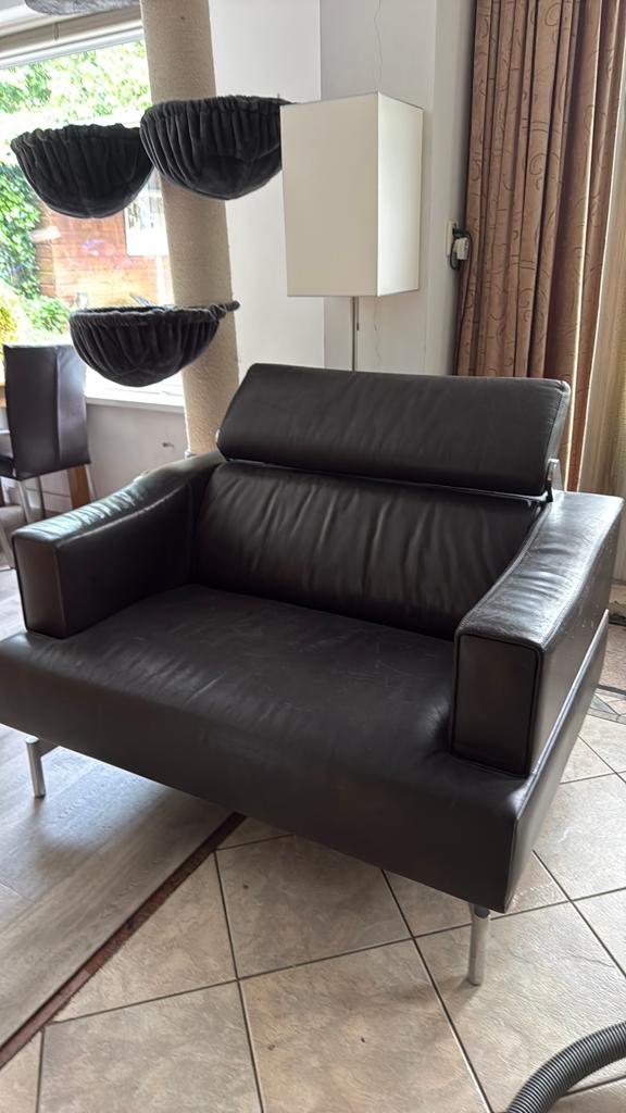 Leolux loveseat bruin, Tweepersoons, 75 tot 100 cm, Ophalen of Verzenden, Zo goed als nieuw