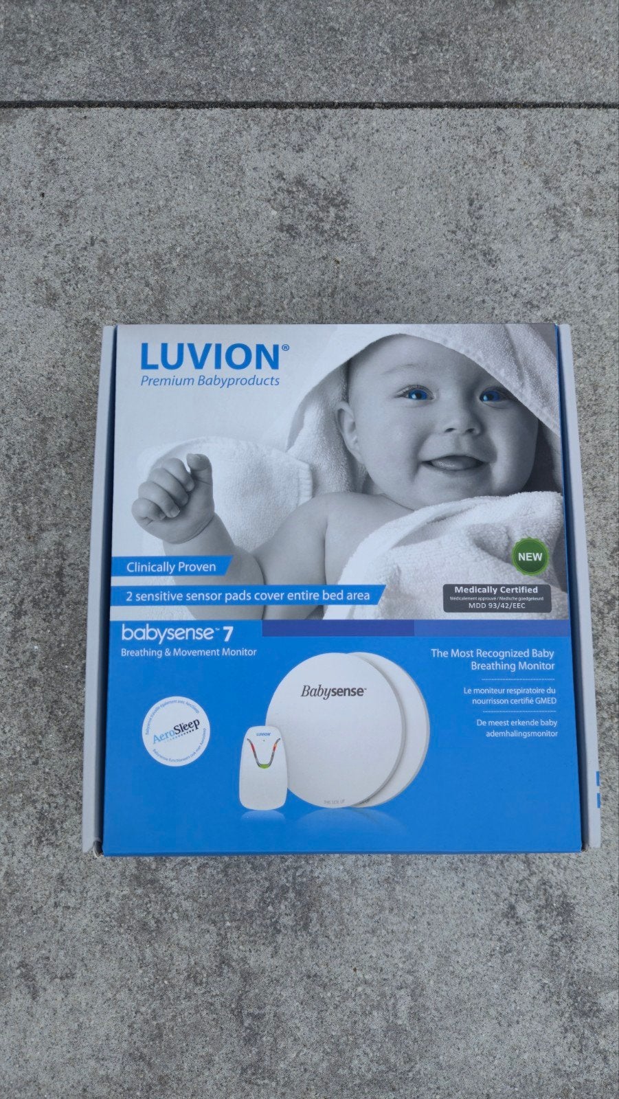 Luvion Babysense 7 ademhalingsmonitor – compleet in doos, Ophalen of Verzenden, 250 meter of meer