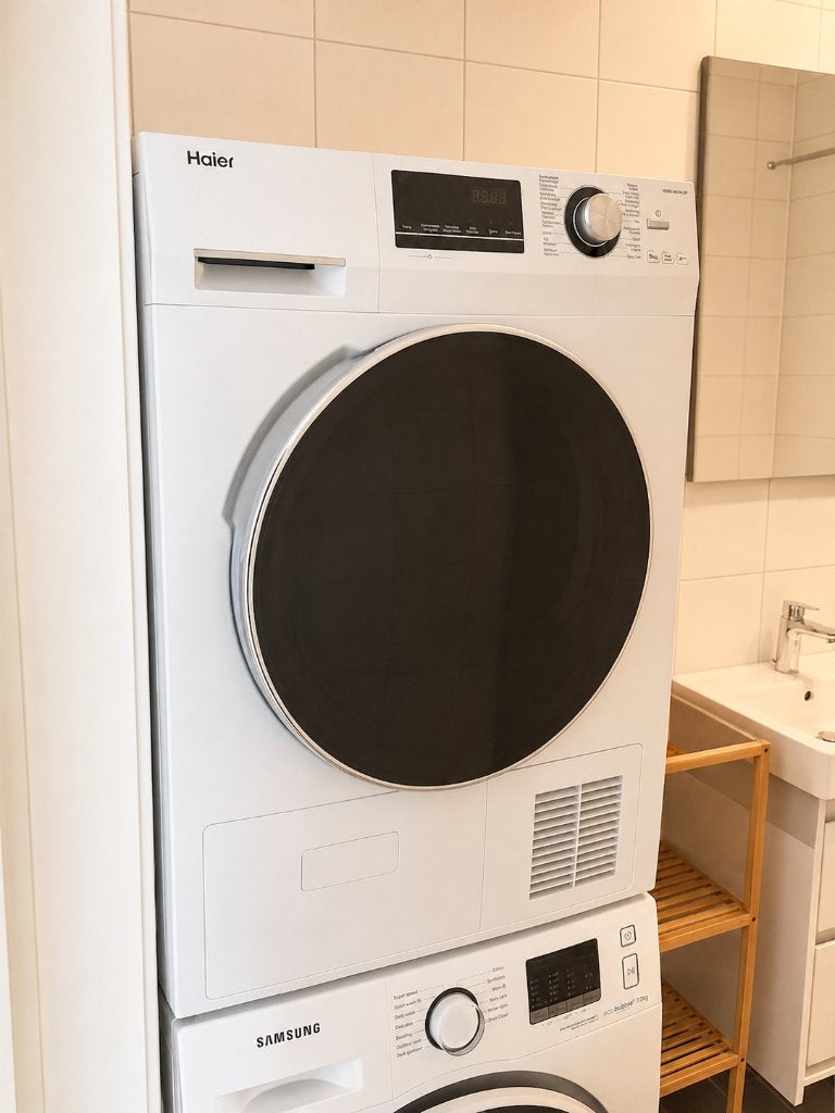 Haier warmtepompdroger 8 kg A++ – HD80-A636-DF, Ophalen, 6 tot 8 kg, Gebruikt, Voorlader