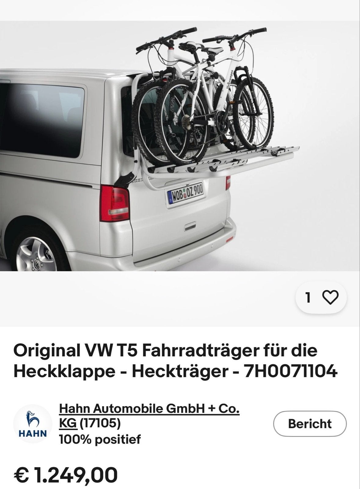 Originele Volkswagen fietsendrager voor T5 T6 California, Ophalen, 2 fietsen, Gebruikt, Achterklepdrager