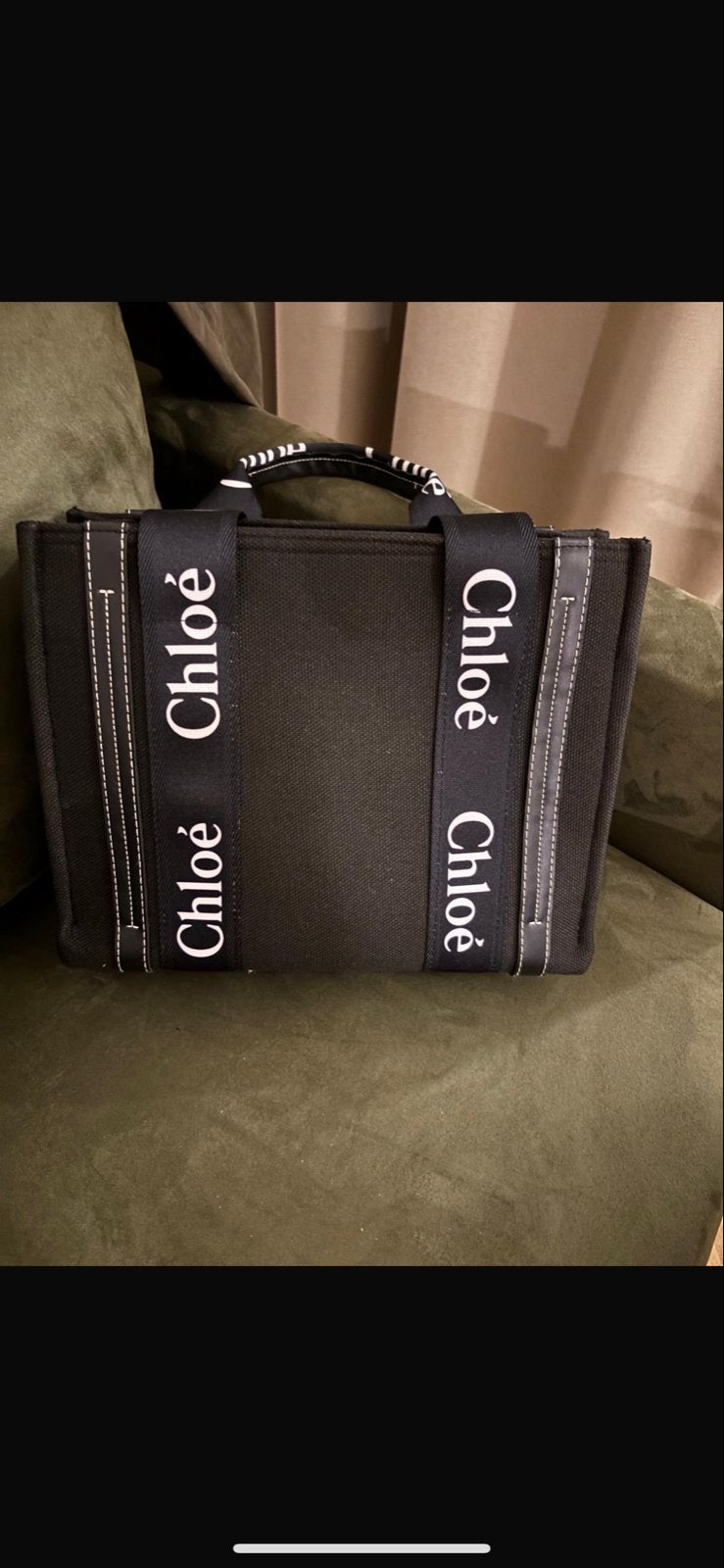 Chloé Woody Tote Tas Zwart, Ophalen of Verzenden, Zo goed als nieuw, Zwart, Shopper