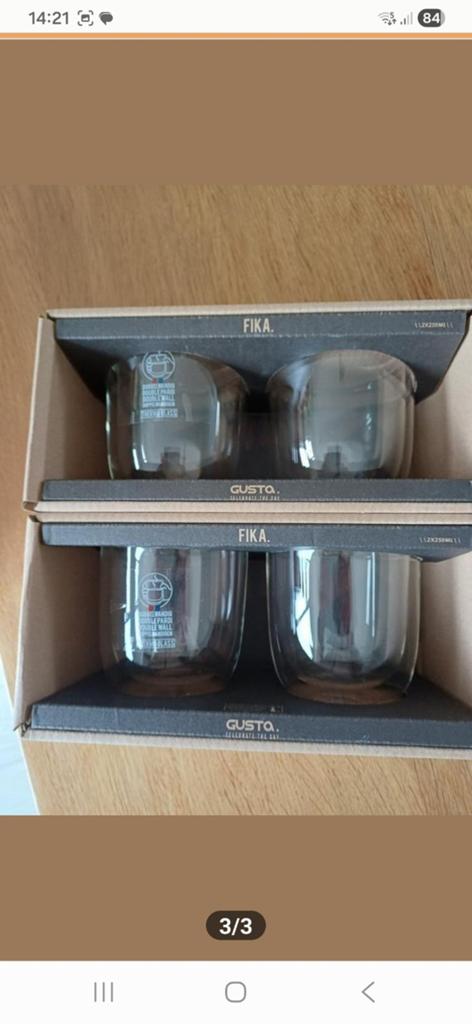 Gusta Fika Dubbelwandige Glazen - 4 stuks, Nieuw, Gusta, Ophalen of Verzenden, Glas