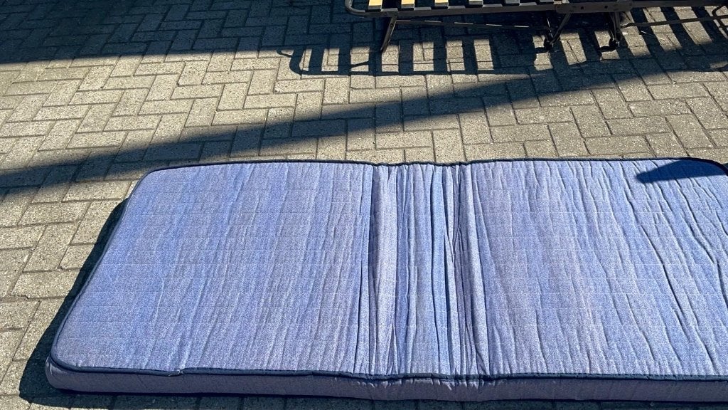 Opklapbed te koop, Ophalen, Gebruikt, Eenpersoons, Blauw