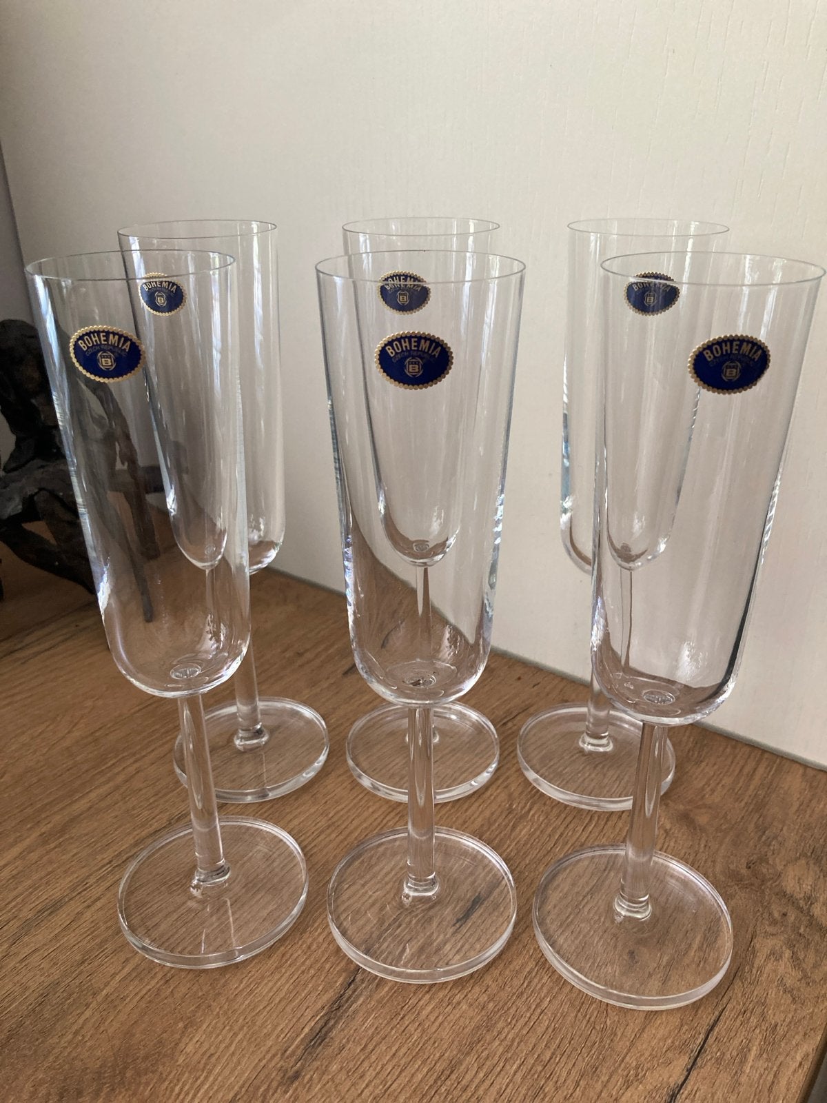 Set van 6 Bohemia kristallen champagneglazen, Antiek en Kunst, Antiek | Glas en Kristal, Ophalen of Verzenden
