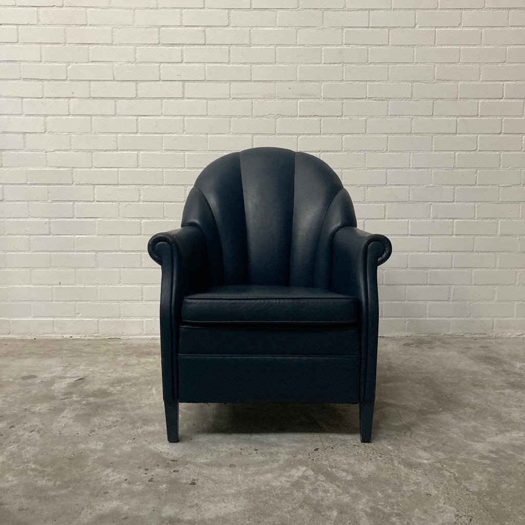 Vintage leren art deco clubfauteuil club fauteuil stoel leer, Ophalen, Gebruikt, 50 tot 75 cm, Leer