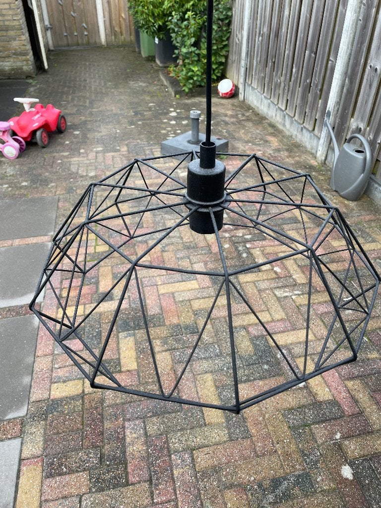 Zwarte stalen hanglamp, Ophalen, Gebruikt, Metaal