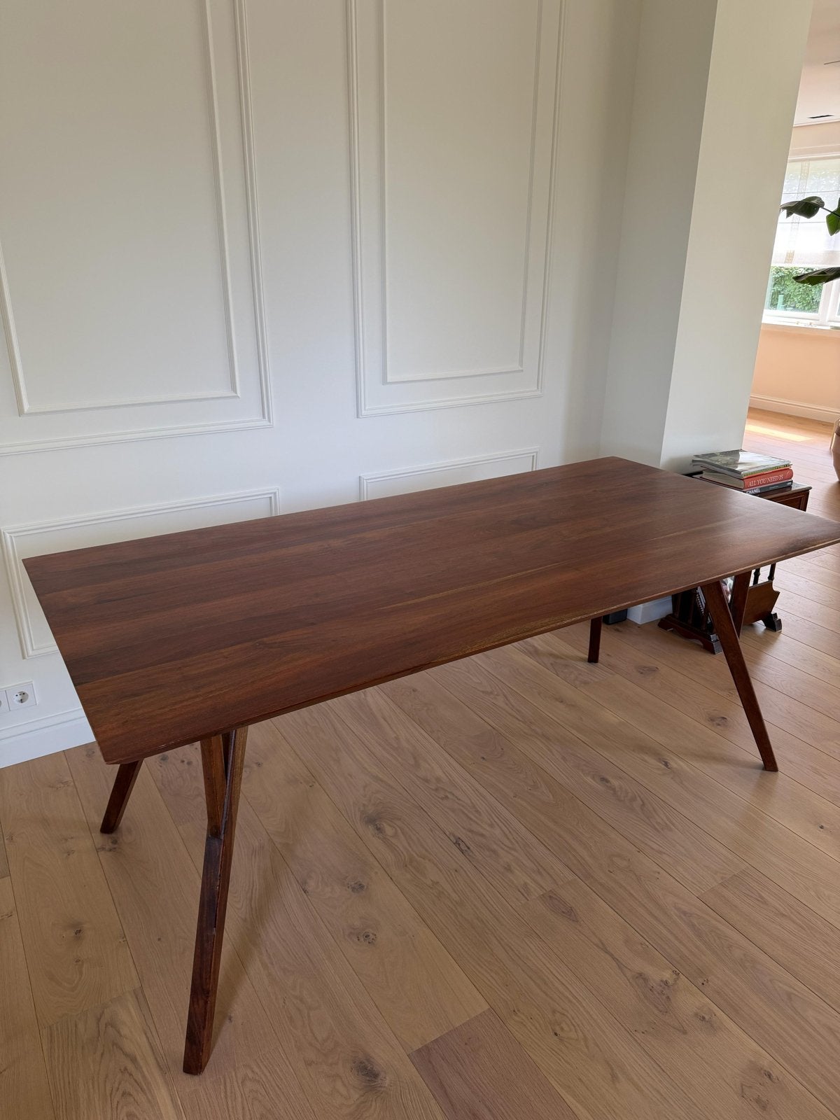 Massief walnoot houten eettafel van Pomax 190x90, Ophalen, 100 tot 150 cm, Zo goed als nieuw, 150 tot 200 cm