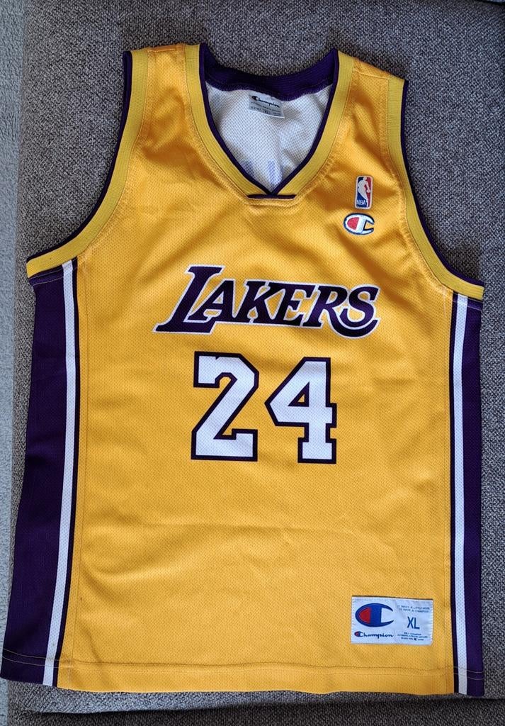 Vintage Champion NBA Lakers Bryant 24 Jersey XL, Geel, Champion, Overige maten, Ophalen of Verzenden