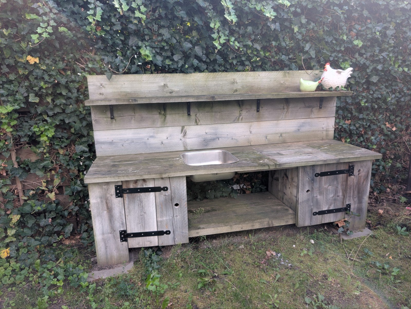 Zelfgemaakte houten speelkeuken/modderkeuken, Tuin en Terras, Ophalen