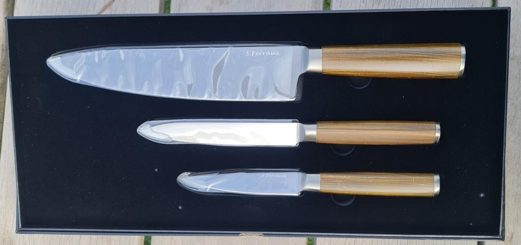 Ferraux 3-delige Professionele Messenset, Ophalen of Verzenden, Nieuw, Rvs of Chroom, Bestekset