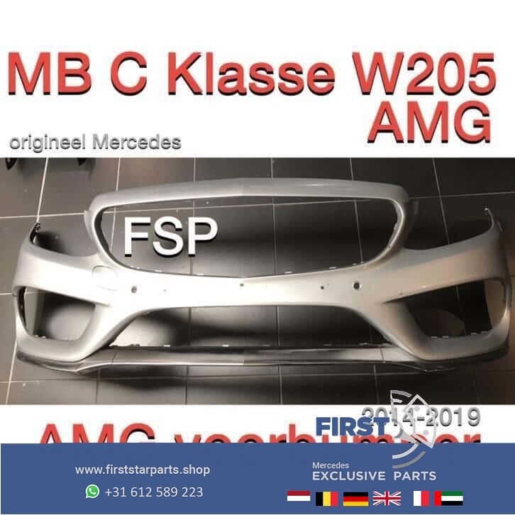 W205 AMG line Voorbumper origineel Mercedes C Klasse 2018 43, Auto-onderdelen, Gebruikt, -, Voor, Ophalen of Verzenden