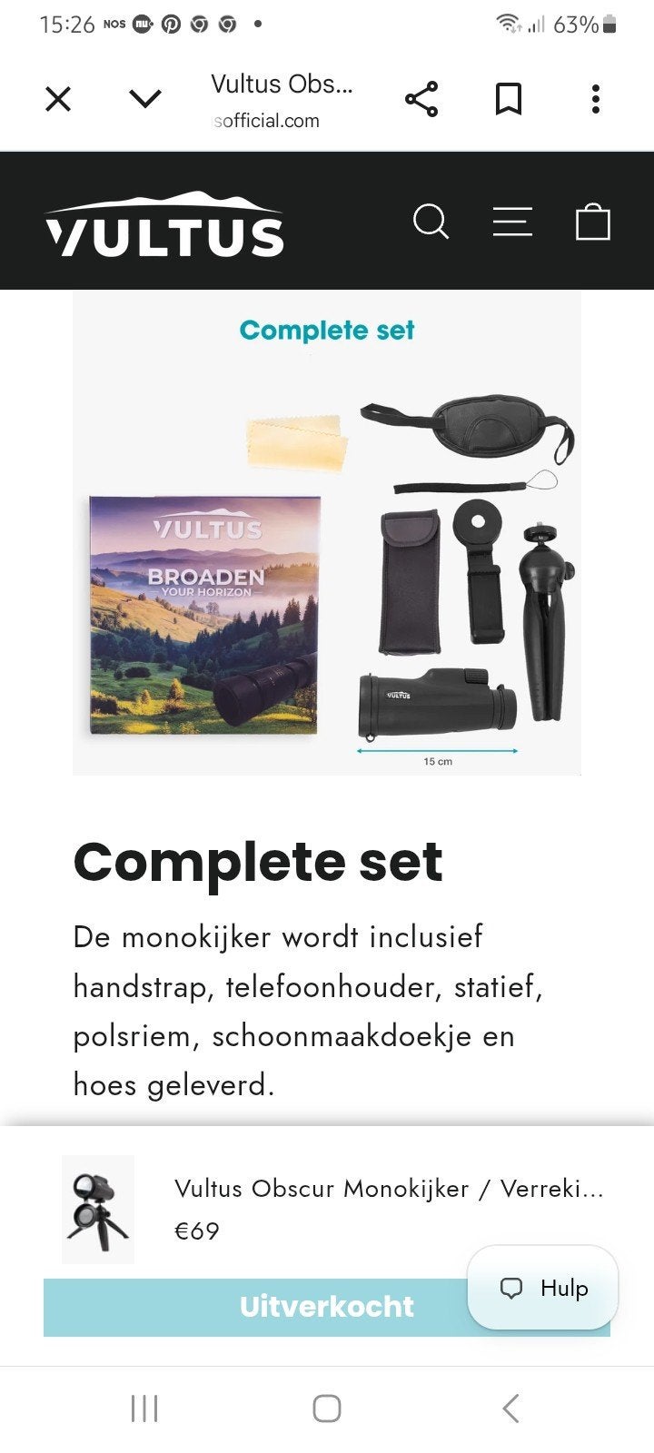 Vultus Monokijker/ Verrekijker, Audio, Tv en Foto, Optische apparatuur | Verrekijkers, Ophalen of Verzenden, Nieuw, 20x of meer