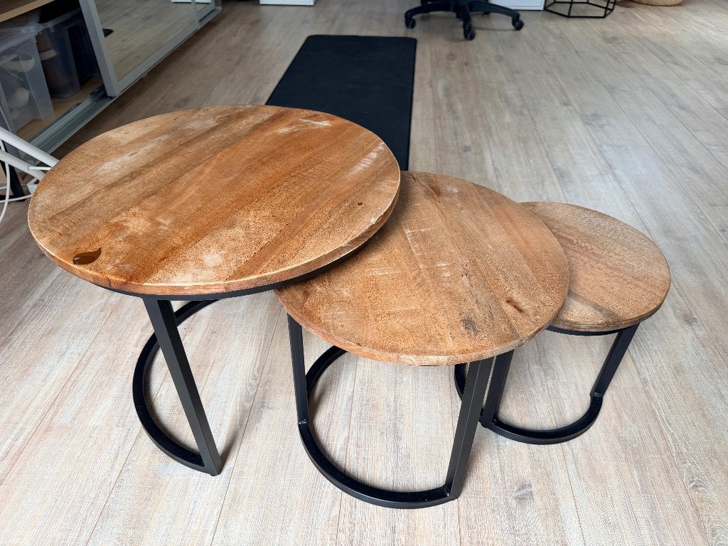 Salontafels van Mangohout, 50 tot 100 cm, Rond, 50 tot 100 cm, Zo goed als nieuw