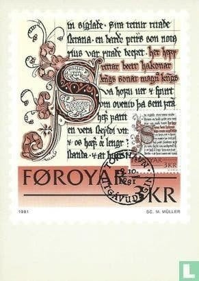Maximumkaart 3 Historische documenten Faröer Islands 1981, Postzegels en Munten, Postzegels | Europa | Scandinavië, Ophalen of Verzenden