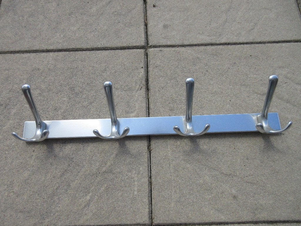 Vintage aluminium kapstok wandkapstok met 4 dubbele haken, Ophalen of Verzenden, Metaal, Wandkapstok, Minder dan 100 cm