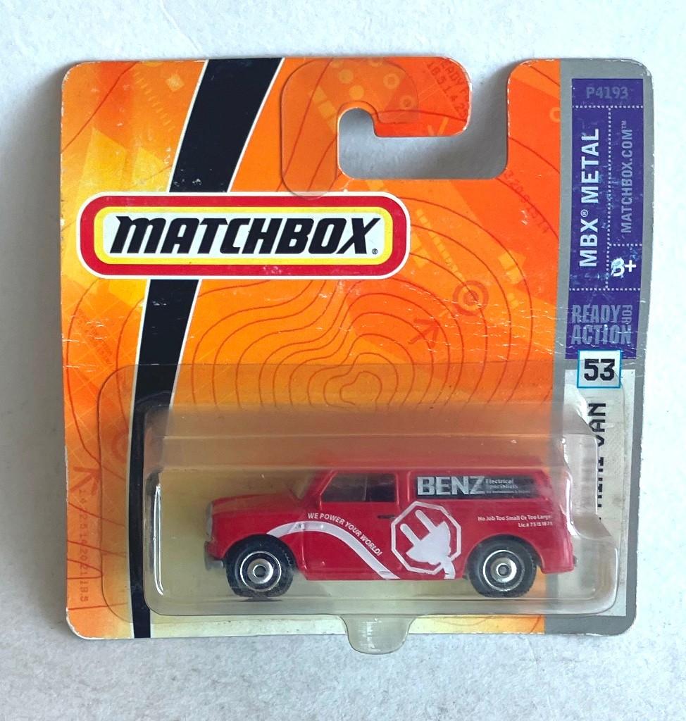Austin Mini Van rood Matchbox Electrician Benz #53., Ophalen of Verzenden, Zo goed als nieuw, Auto