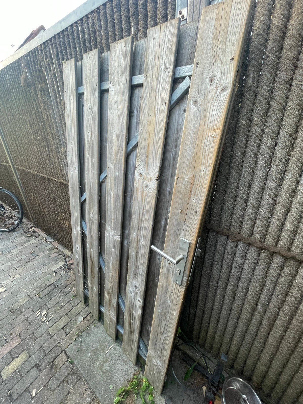 Houten Tuinpoort met Beslag - 180x100 cm, Tuin en Terras, Tuinpoorten, Ophalen, Gebruikt, Minder dan 100 cm, Draaipoort
