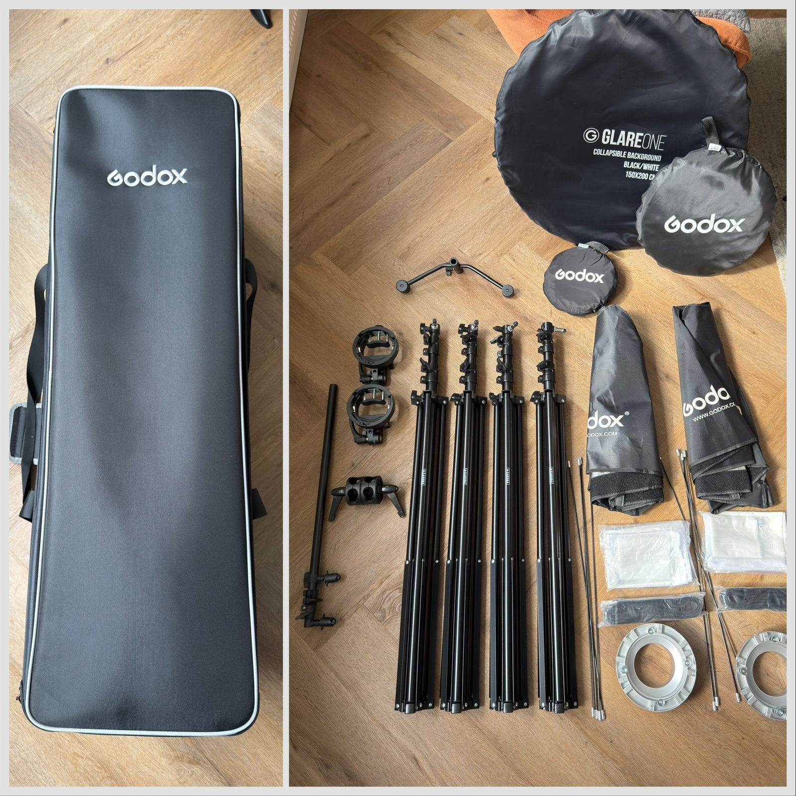 Godox transportkoffer + fotostudio toebehoren, Ophalen of Verzenden, Zo goed als nieuw, Godox, Complete fotostudio