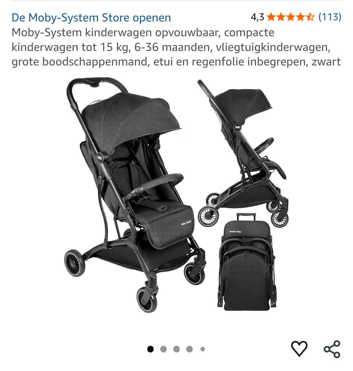 Moby-System opvouwbare wandelwagen - ideaal voor vliegreizen, Ophalen, Zo goed als nieuw, Kinderwagen, Overige merken