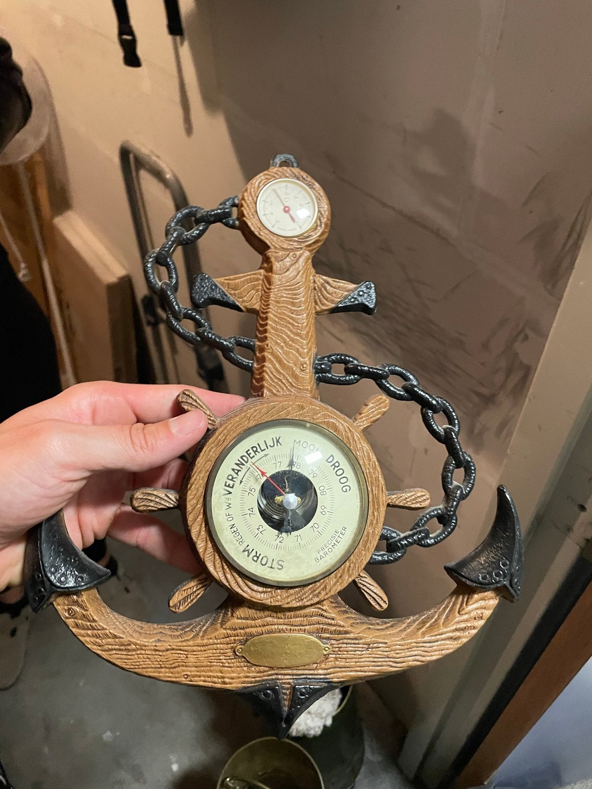 Decoratieve Anker Barometer - Nautische Stijl, Audio, Tv en Foto, Ophalen, Zo goed als nieuw, Barometer