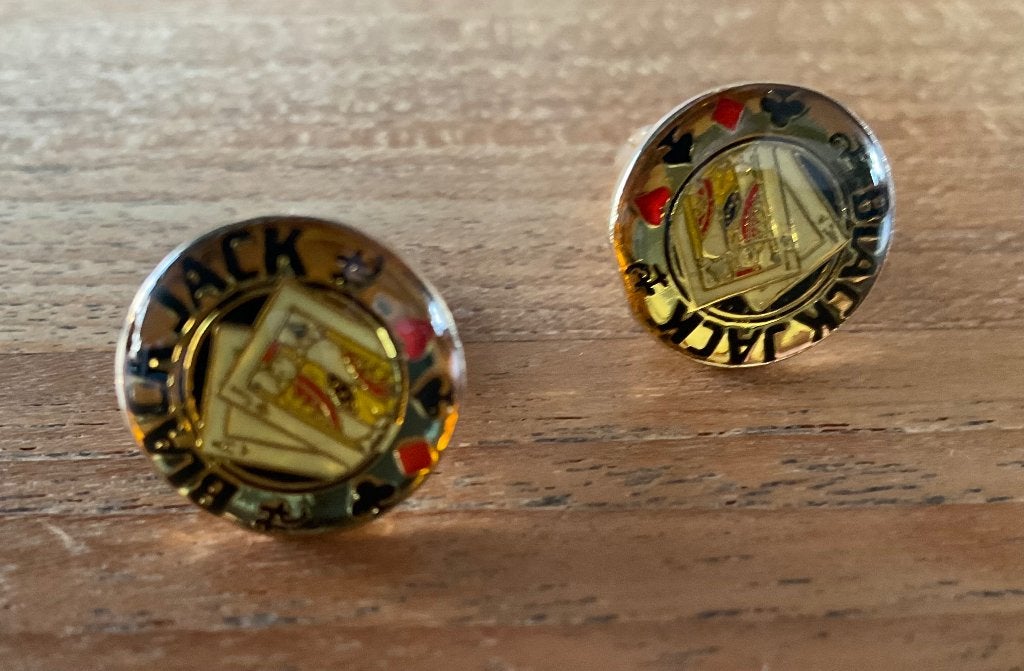 Black Jack Holland Casino jaren 80/90 vintage manchetknopen, Verzamelen, Ophalen of Verzenden, Zo goed als nieuw, Overige typen