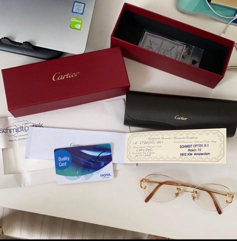 Cartier bril, goudkleurig, met originele doos, Ophalen of Verzenden, Zo goed als nieuw, Bril, Overige merken