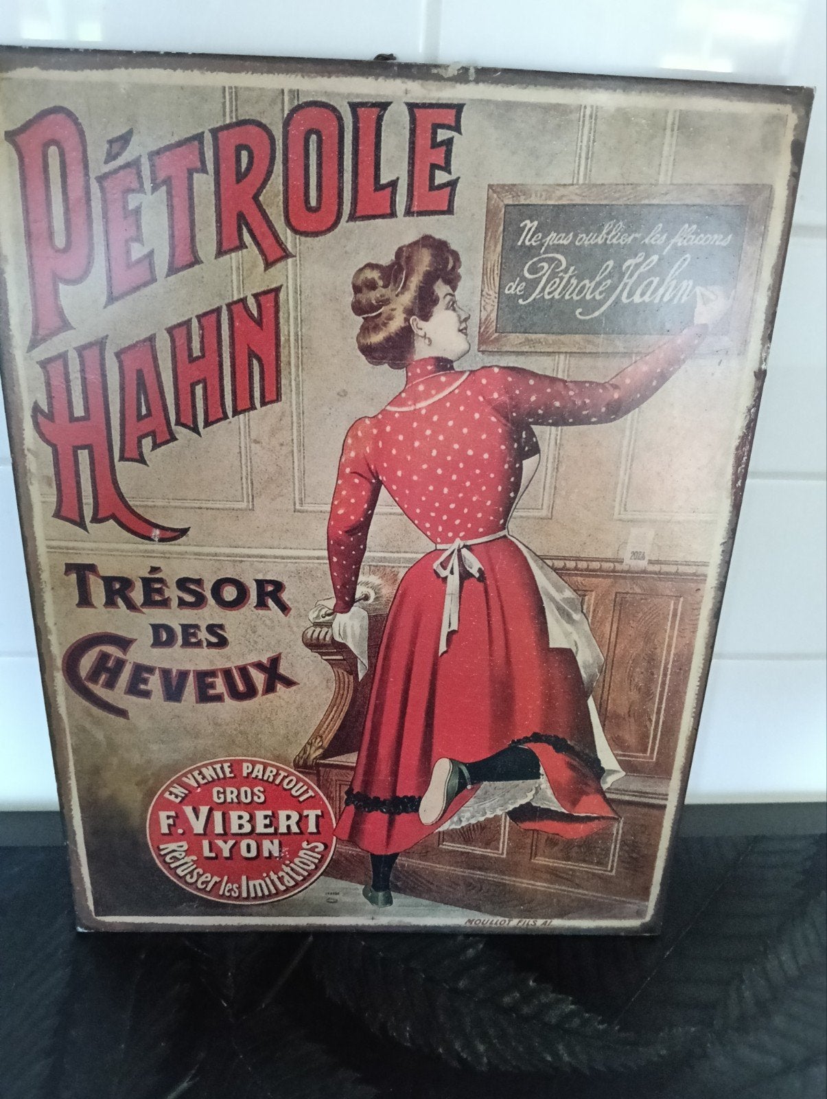 Leuk Frans reclamebord van Petrole Hahn in prima staat, Ophalen of Verzenden, Zo goed als nieuw, Reclamebord