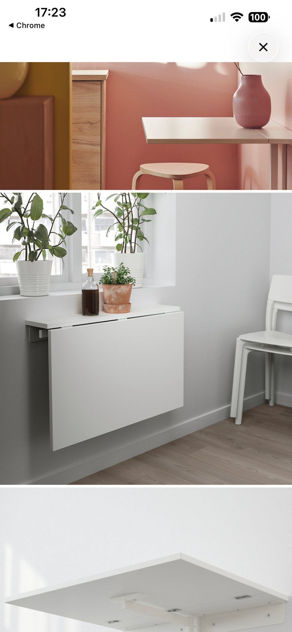 IKEA NORBERG Opklapbare wandtafel - Wit, 74x60 cm, Overige materialen, 50 tot 100 cm, Ophalen of Verzenden, Zo goed als nieuw