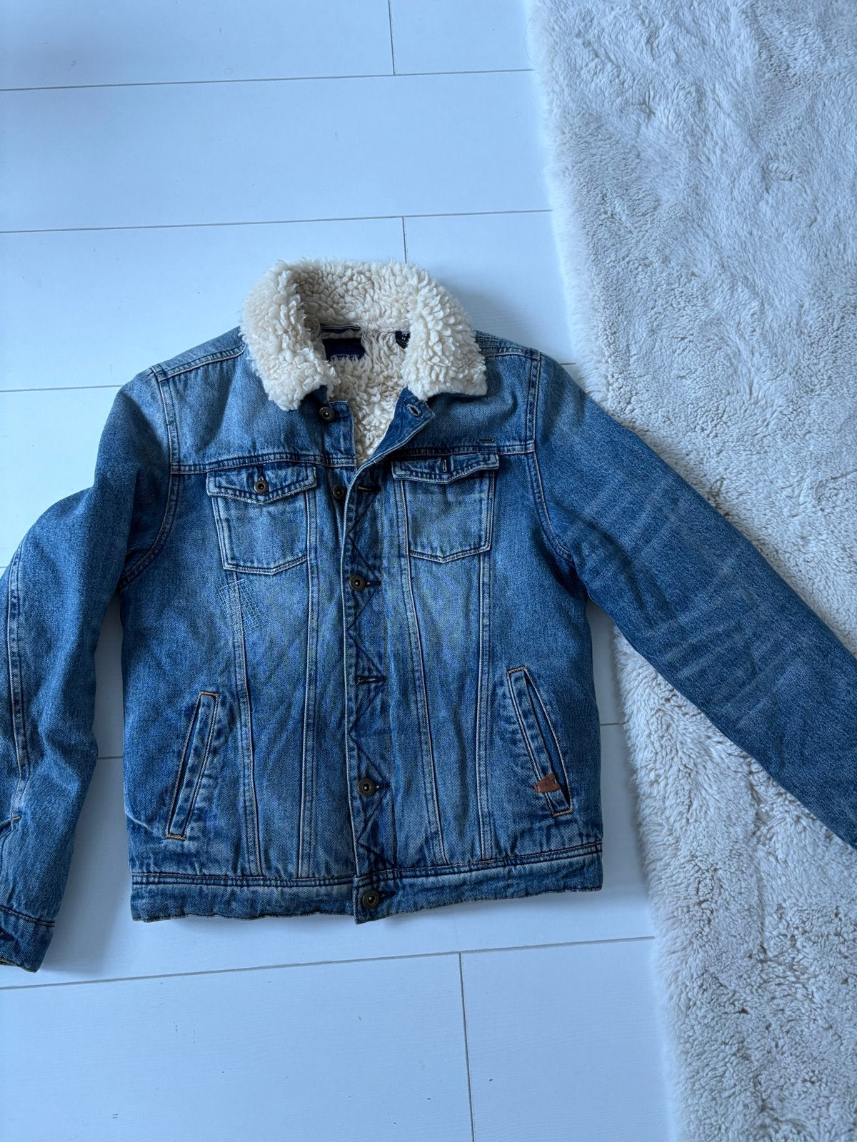 Scotch & Soda spijkerjas met teddy voering maat S, Kinderen en Baby's, Ophalen of Verzenden, Zo goed als nieuw, Jongen, Jas
