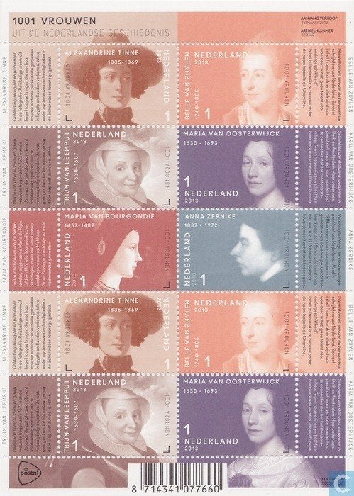 Nederland NVPH nr V3048/53 postfris 1001 Vrouwen 2013, Ophalen of Verzenden, Na 1940, Postfris