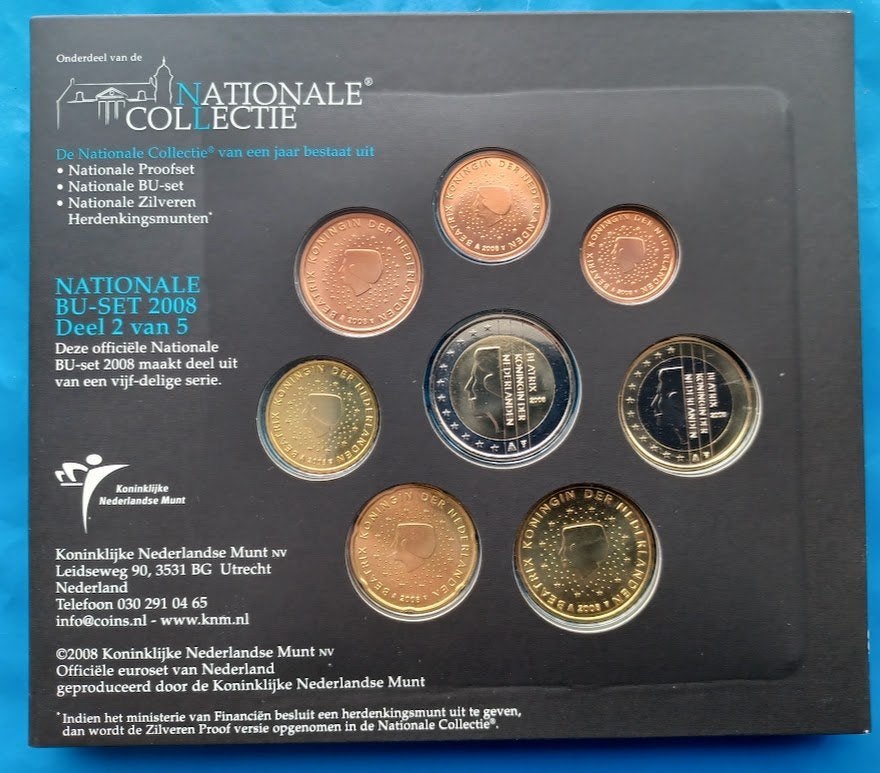 Nationale jaarset Nederland 2008 BU, Verzenden, Koningin Beatrix, Euro's, Setje