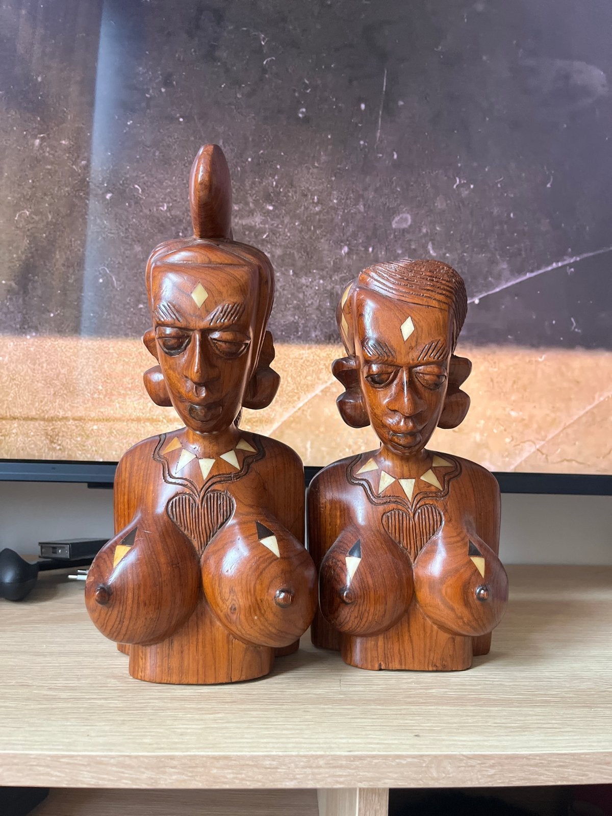 Houten Afrikaanse Buste Beelden, Ophalen of Verzenden