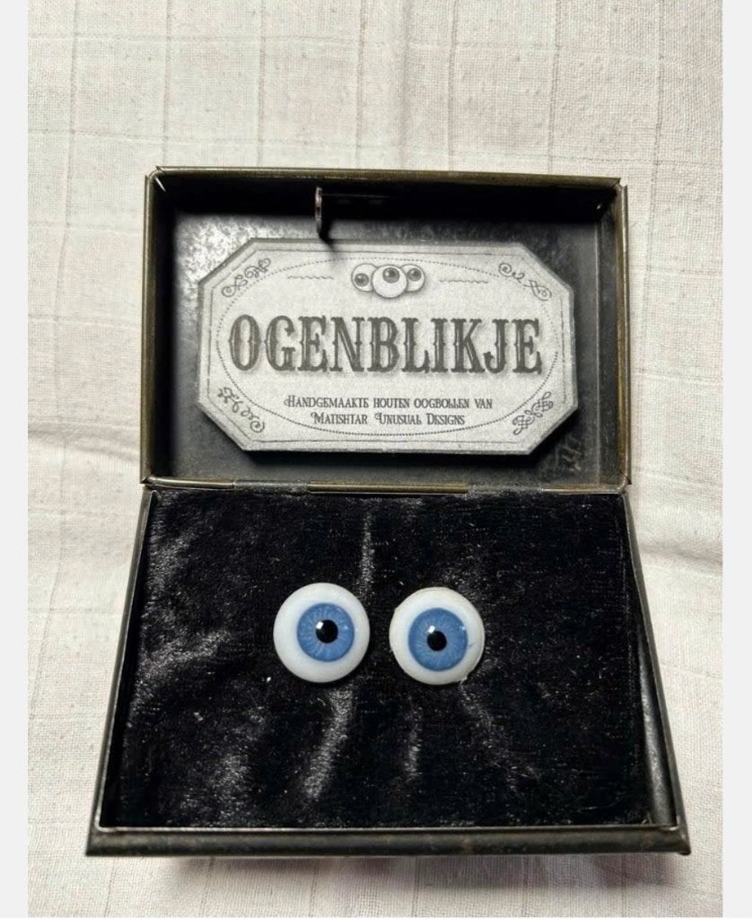 Kado Blikken spaarpot doos met oogjes “een ogenblikje”, Antiek en Kunst, Ophalen of Verzenden