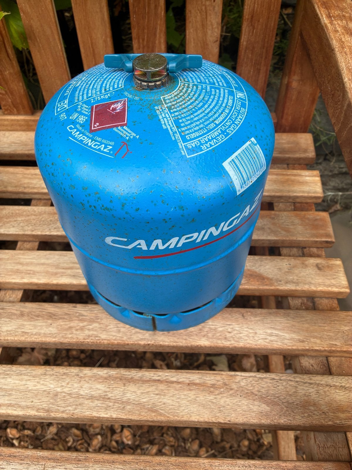 Lege Campingaz 907 gasfles, Ophalen, Gebruikt