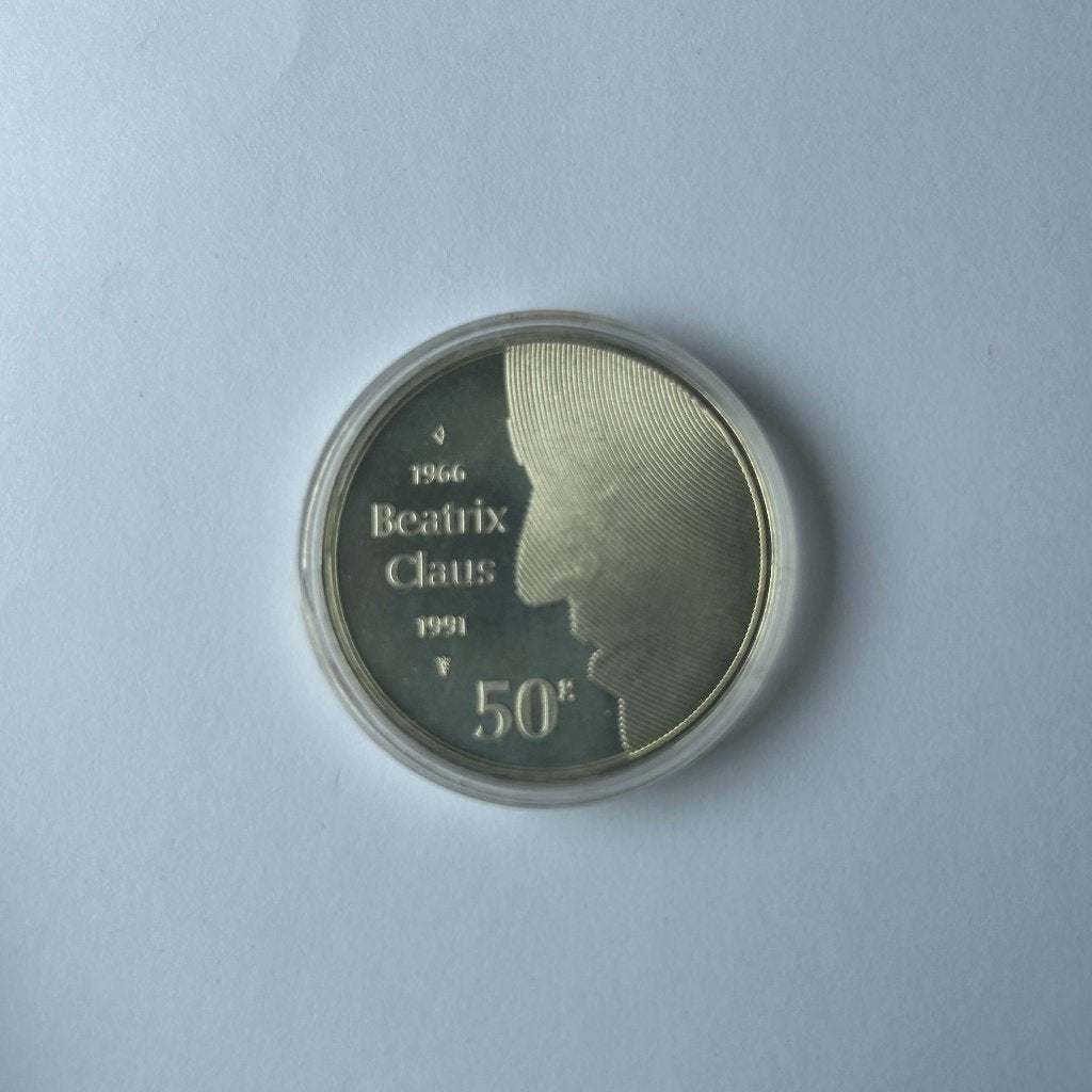 50 Gulden | Beatrix Claus Huwelijksmunt | Zilver, Postzegels en Munten, Koningin Beatrix, Ophalen of Verzenden, Losse munt, Geboorte of Huwelijk