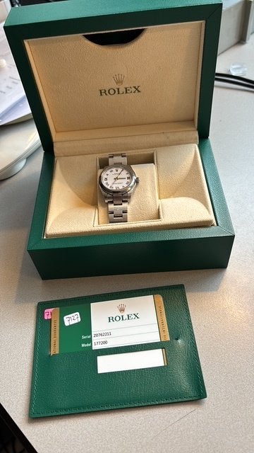 Rolex Oyster Perpetuel Roman blue Dial, met alle papieren, Staal, Polshorloge, Ophalen of Verzenden, Zo goed als nieuw