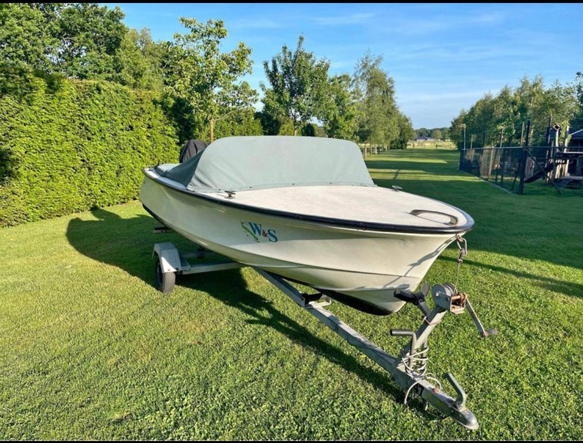 Retro bootje met 9.9 PK Mercury motor en trailer, Ophalen, Overige merken, Gebruikt, Minder dan 70 pk