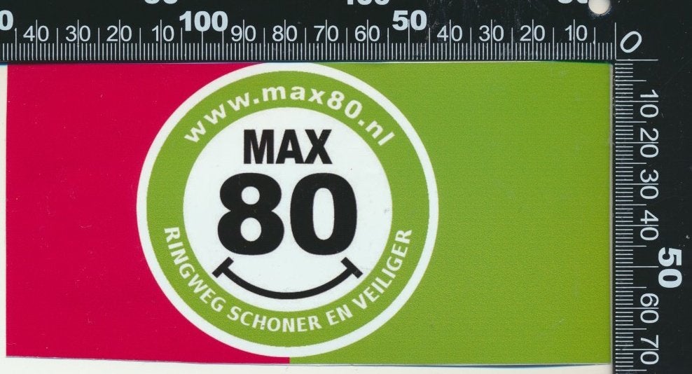Sticker: Max 80 - Ringweg schoner en veiliger, Verzenden, Zo goed als nieuw, Auto of Motor