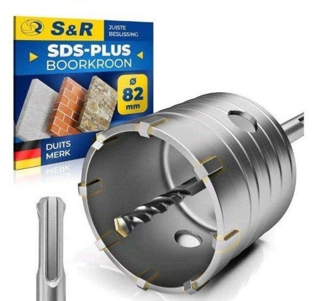 S&R SDS-Plus Boorkroon 82mm voor Beton, Steen, Metselwerk, Ophalen of Verzenden, Zo goed als nieuw, Boor- en/of Breekhamer, Klopboormechanisme