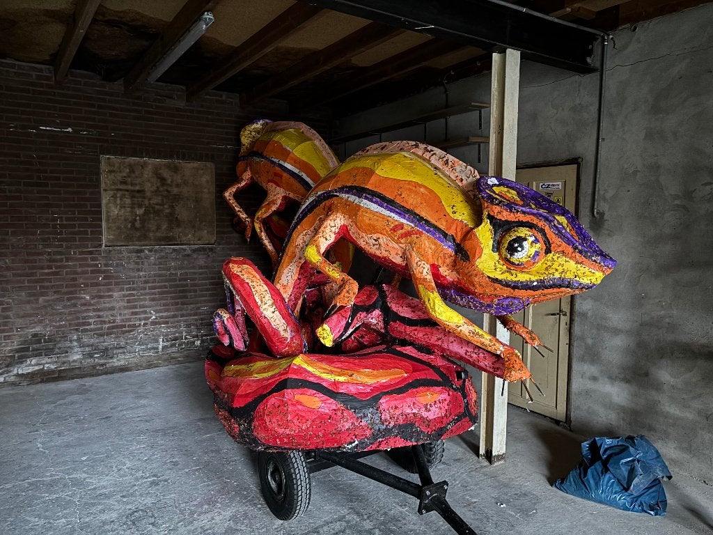 Kameleons carnaval carnavalswagen loopgroep bloemencorso, Ophalen, Gebruikt, Feestartikel, Carnaval