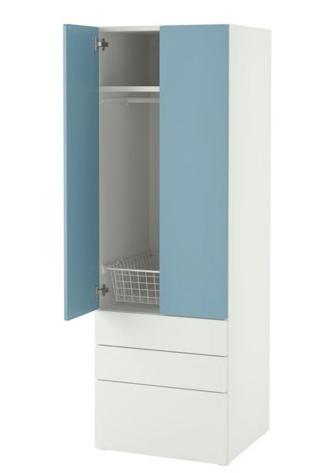 IKEA SMÅSTAD kledingkast wit/blauw met 3 lades, Ophalen, Overige materialen, 50 tot 100 cm, Zo goed als nieuw