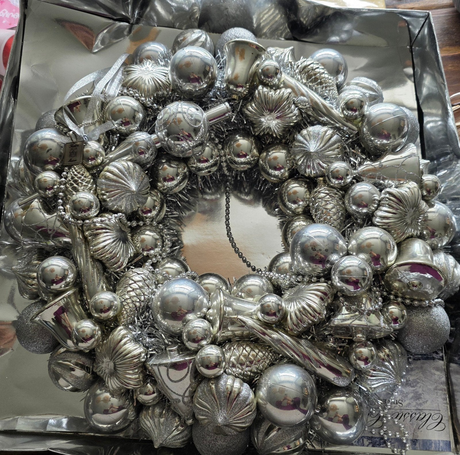 grote kerstkrans zilver, Ophalen of Verzenden, Gebruikt
