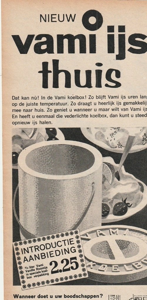 Retro reclame 1961 Vami zuivel ijs met de koelbox, Verzenden, Overige typen