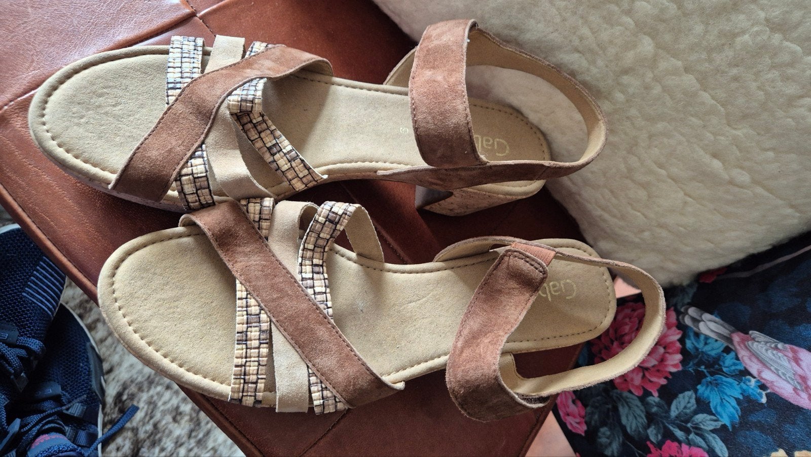 Gabor, gan sandalen met hak leer en kurk mt 43, Kleding | Dames, Schoenen, Bruin, Gabor, Zo goed als nieuw, Sandalen of Muiltjes