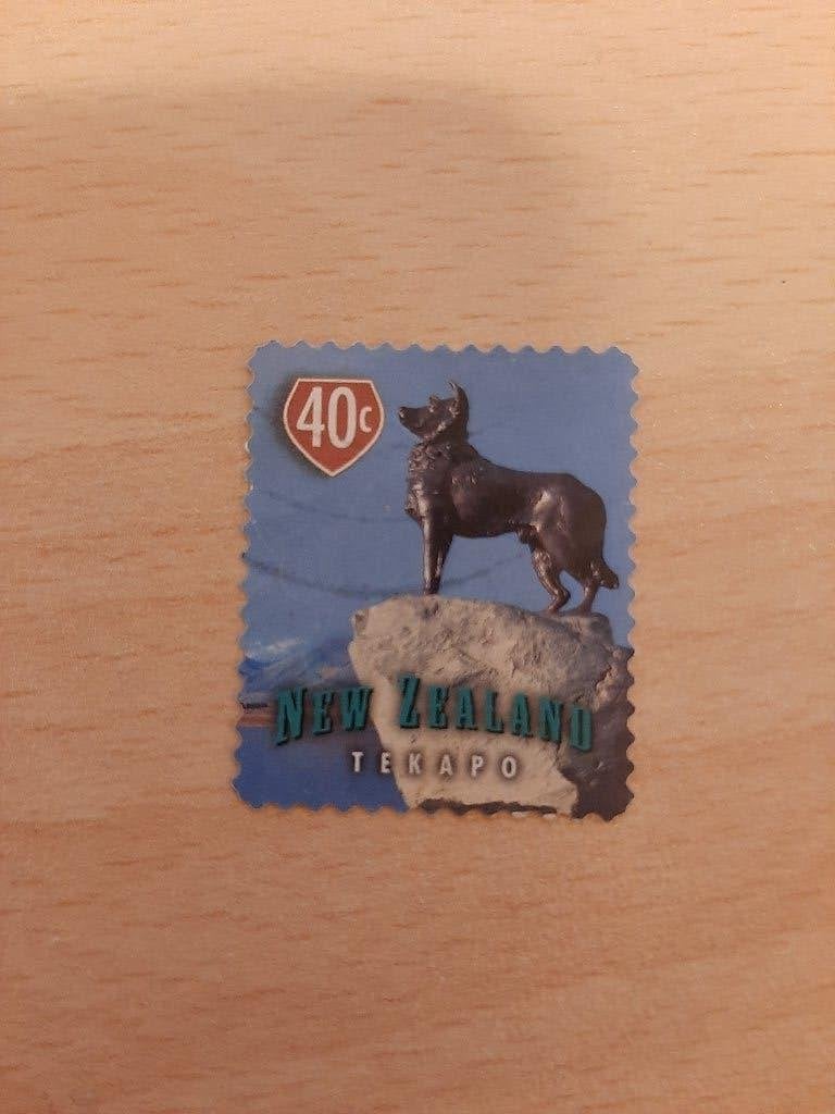 Nieuw Zeeland Tekapo border collie hond standbeeld, Verzenden, Gestempeld