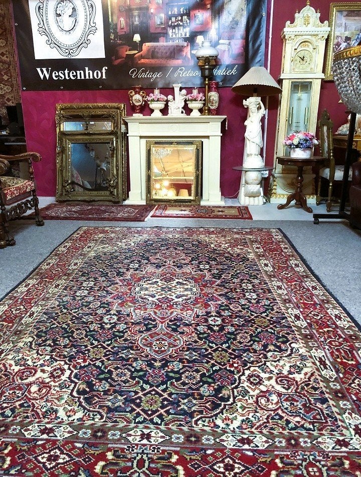Perzisch tapijt handgeknoopt Tabriz vloerkleed wol vintage, Gebruikt, 150 tot 200 cm, 200 cm of meer, Ophalen of Verzenden