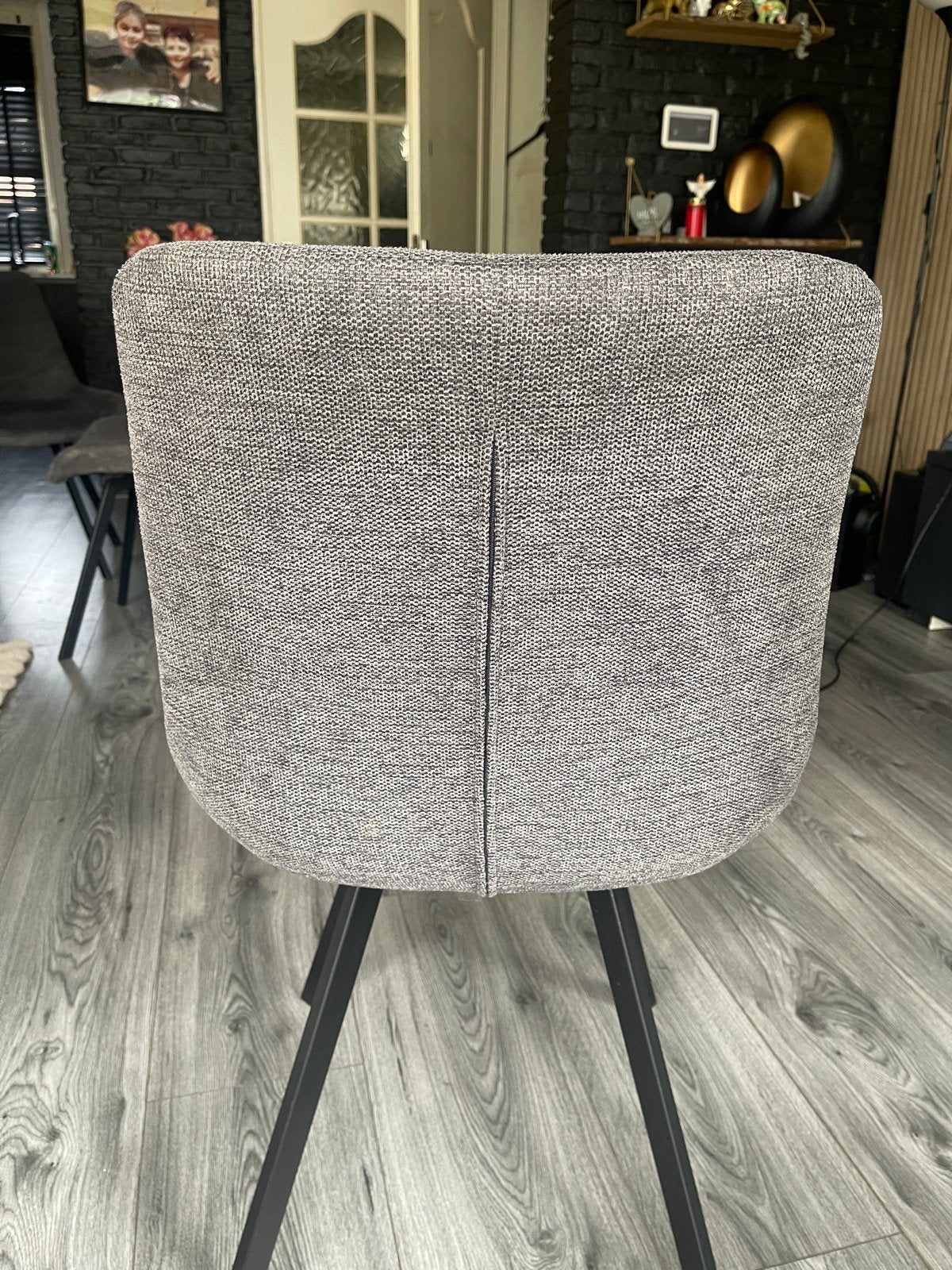 4 gebruikte antraciet stoelen, zithoogte 50cm, Huis en Inrichting, Stoelen, Ophalen, Gebruikt, Vier, Stof